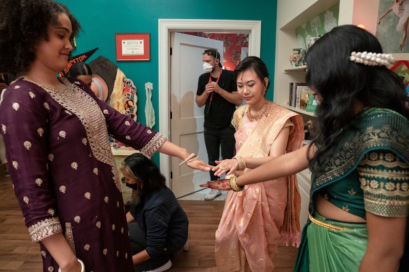 Lee Rodriguez as Fabiola Torres, Ramona Young as Eleanor Wong and Maitreyi Ramakrishnan as Devi