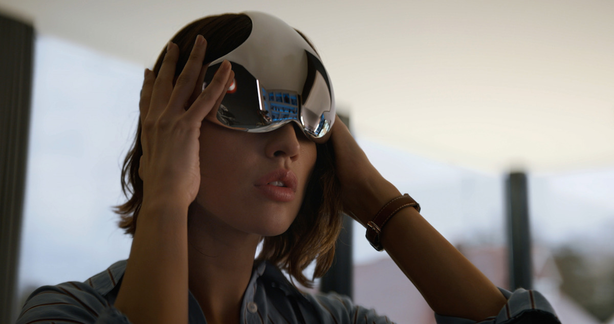 Actress Eiza González with a VR headset, from episode 3 of '3 Body Problem.'