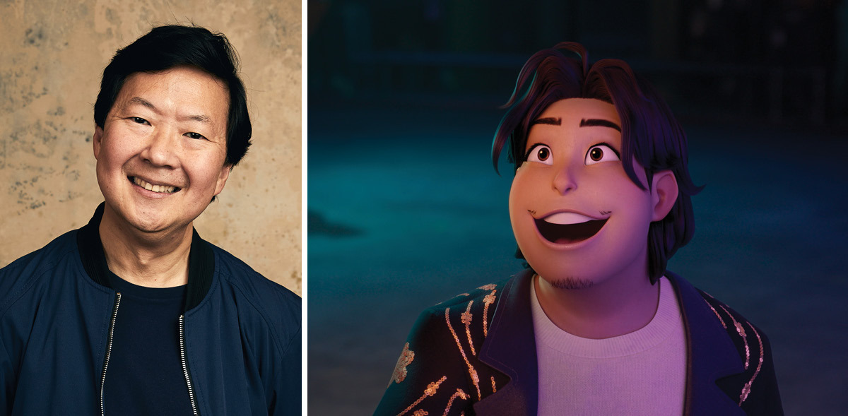 Diptych con un tiro en la cabeza de Ken Jeong y un quiebre animado de Bobby en 'Kpop Demon Hunters'
