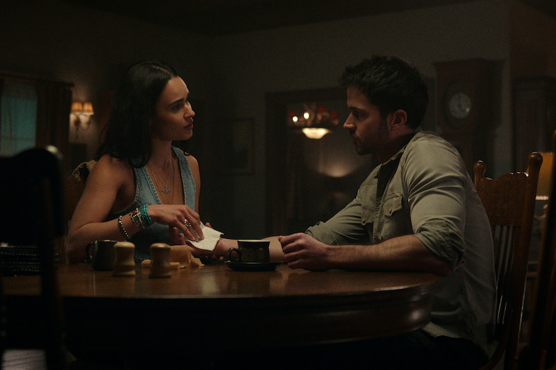 Marianly Tejada as Ellie and Jack Schumacher as Yancy in 'Ransom Canyon' Season 1.