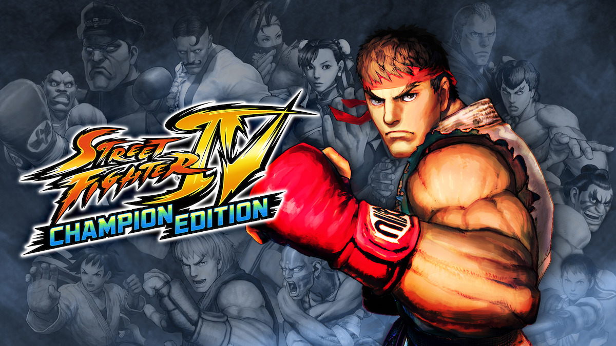 Street Fighter IV Champion Edition Key Art - Ryu flexing in front of the other fighters.