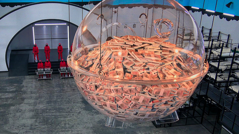 A shot of the piggy bank filled with cash. 