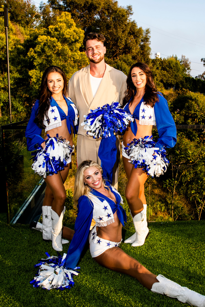 Perfect Match Season 2 star Harry Jowsey and the stars of America’s Sweethearts: Dallas Cowboys Cheerleaders.