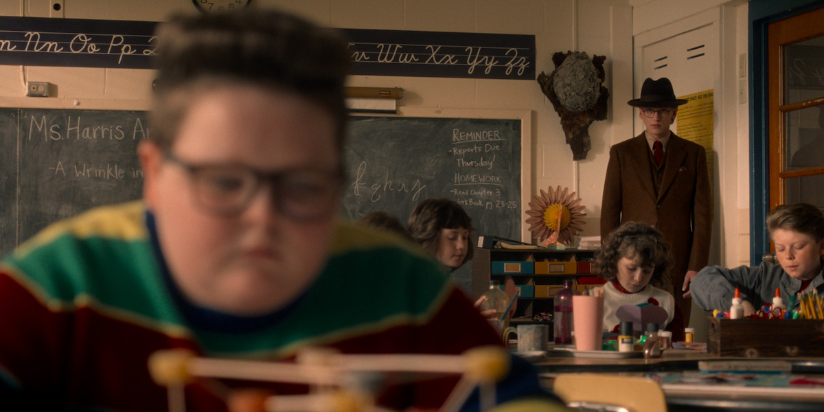 Jake Connelly as Derek Turnbow and Jamie Campbell Bower as Mr. Whatsit in ‘Stranger Things 5’