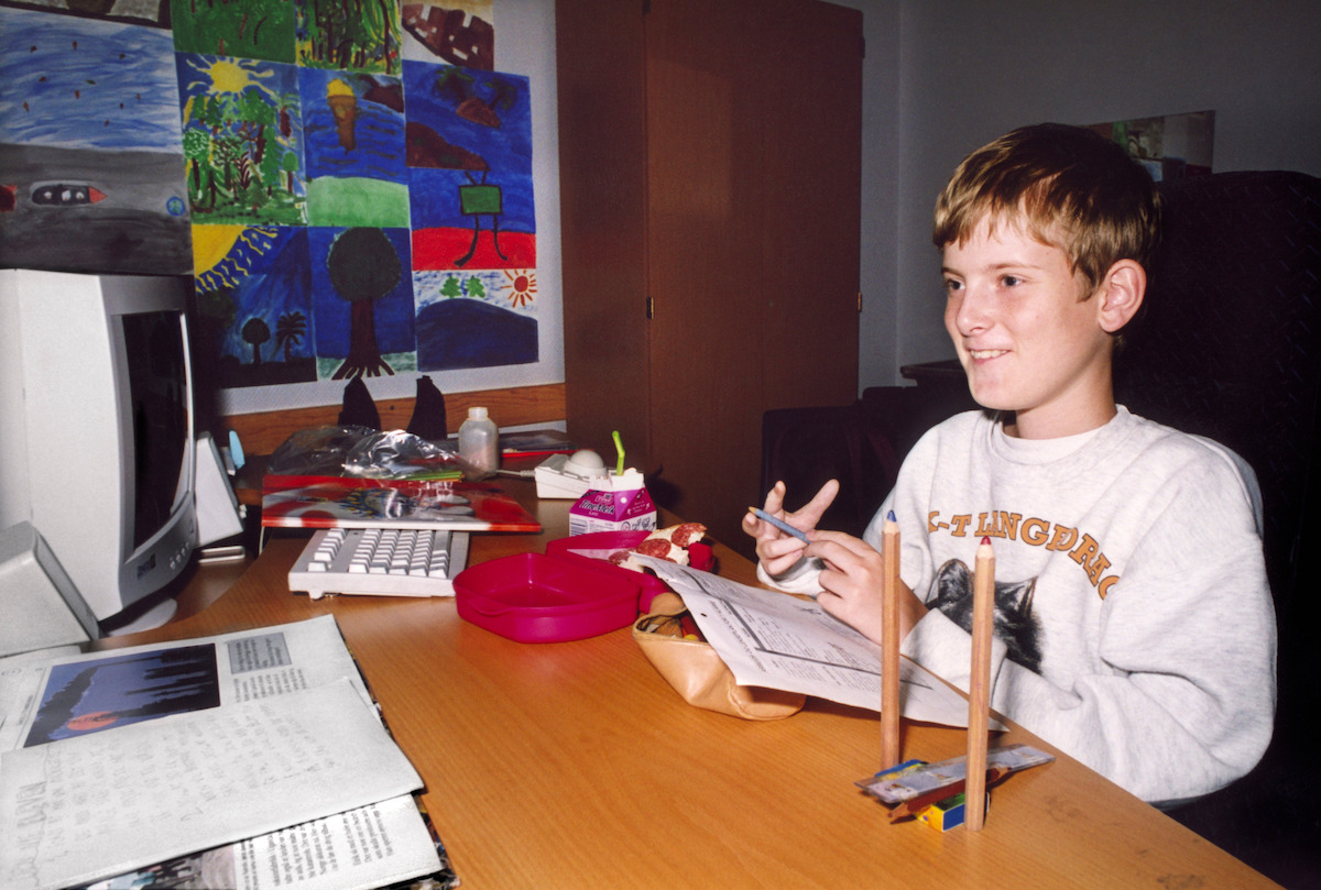 Mats Steen sits at his computer desk.