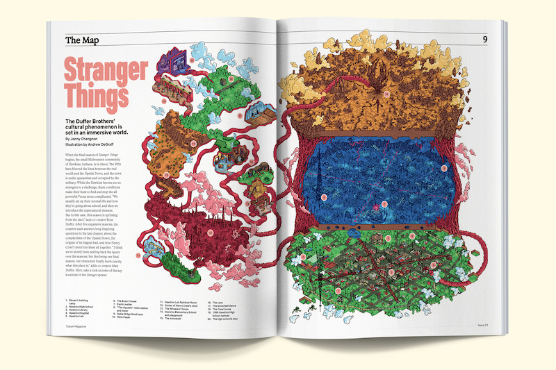Colorful map of Stranger Things spread