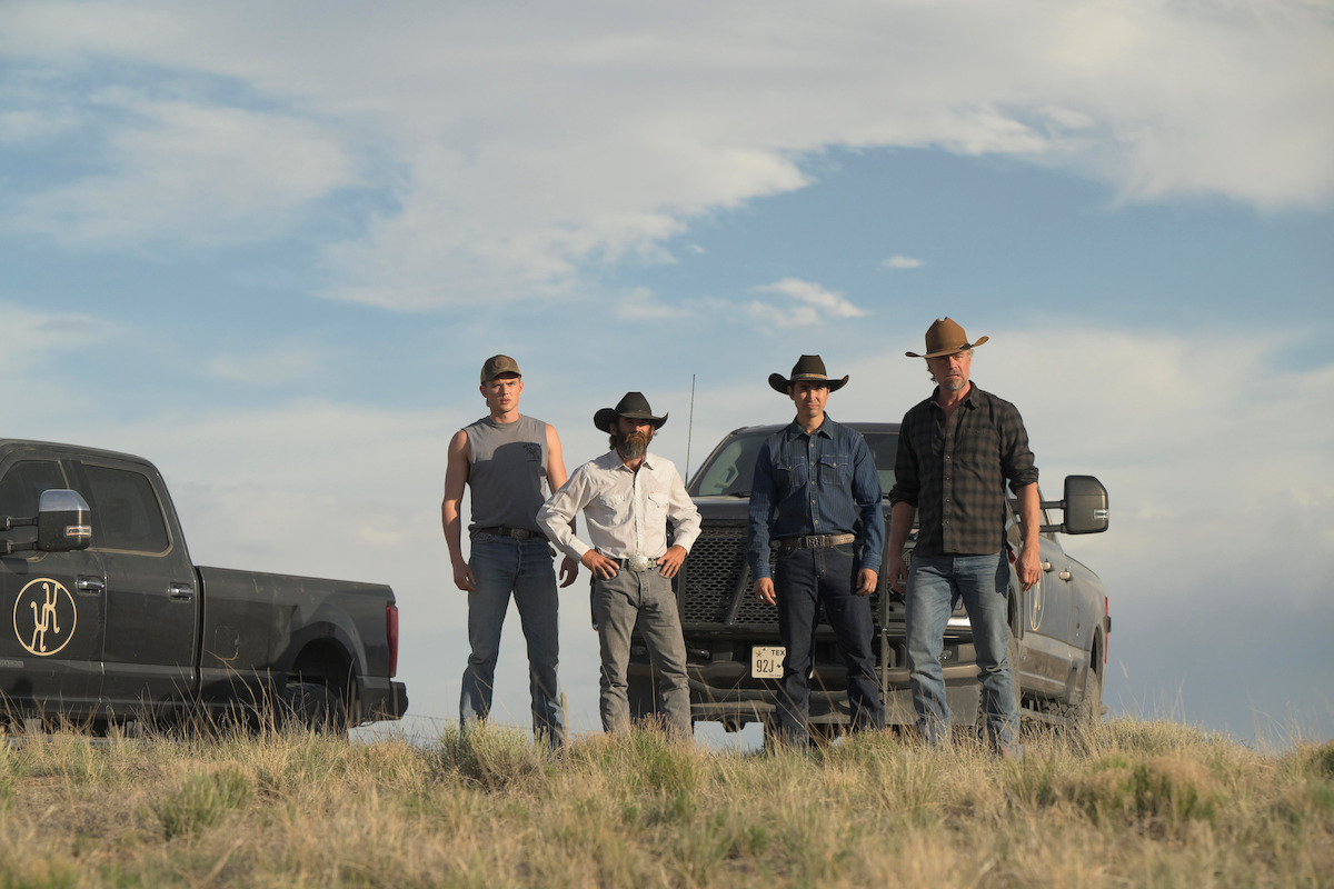 Garrett Wareing as Lucas, Derek Lacasa as Matt, Tatanka Means as Jake, and Josh Duhamel as Staten in ‘Ransom Canyon’