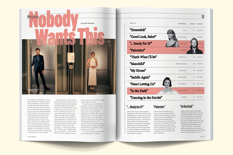 Breakdown of the playlist for Nobody Wants This Season 2 spread