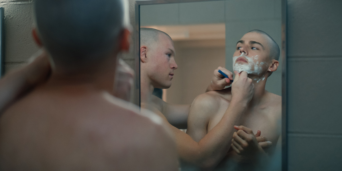 Angus O'Brien as Hicks and Miles Heizer as Cameron Cope in ‘Boots’
