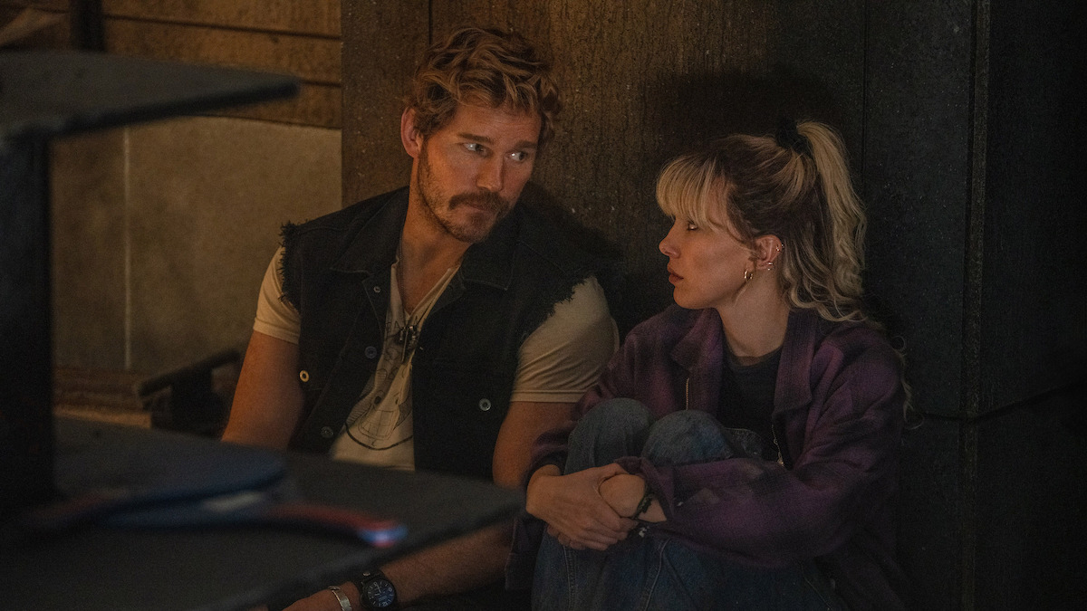 Chris Pratt as Keats and Millie Bobby Brown as Michelle in ‘The Electric State’