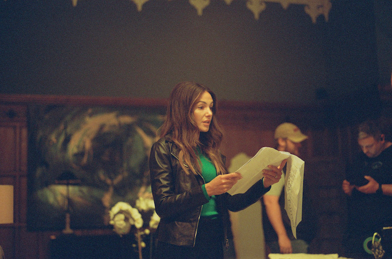 Michelle Keegan as Michelle Stern reads a script behind the scenes in Season 1 of 'Fool Me Once'