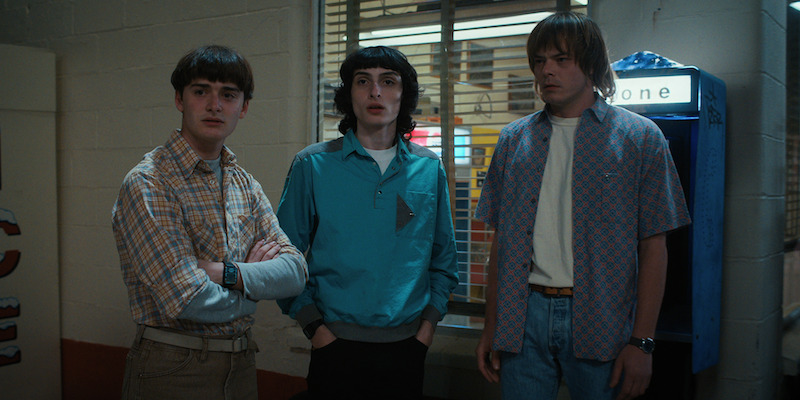 From left: Schnapp as Will, Wolfhard as Mike and Heaton as Jonathan in Stranger Things Season 4, Volume 2. - See Over 100 Photos From ‘Stranger Things’ Season 4 Volume 2