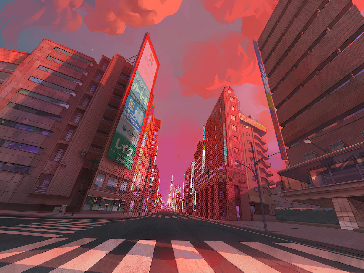 Preproduction visual of the streets of Tokyo by Sunmin Inn.