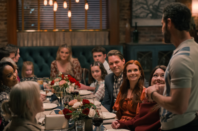 Heather Headley as Helen Decatur, Justin Bruening as Cal Maddox, JoAnna Garcia Swisher as Maddie Townsend and Brooke Elliott as Dana Sue Sullivan in Sweet Magnolias.