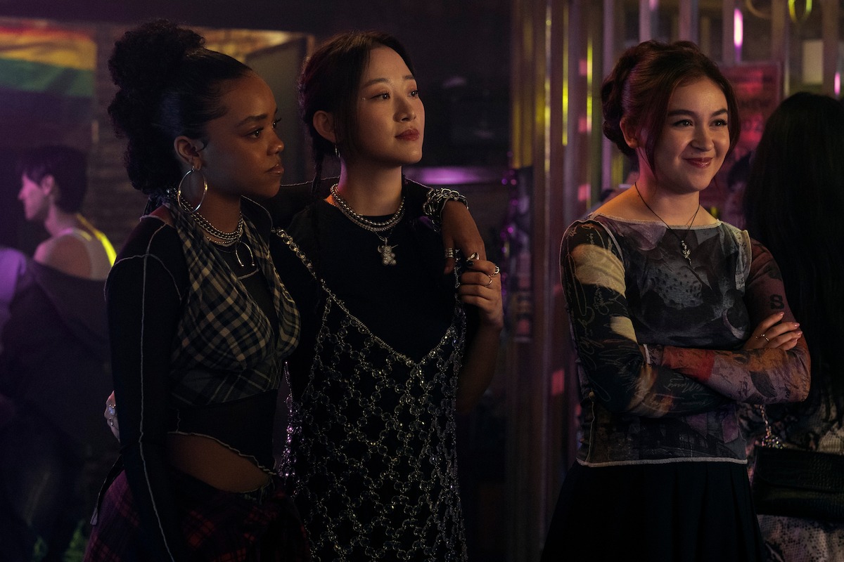 Regan Aliyah as Juliana Porter, Gia Kim as Yuri Han, Anna Cathcart as Kitty Song Covey in ‘XO, Kitty’ Season 2.