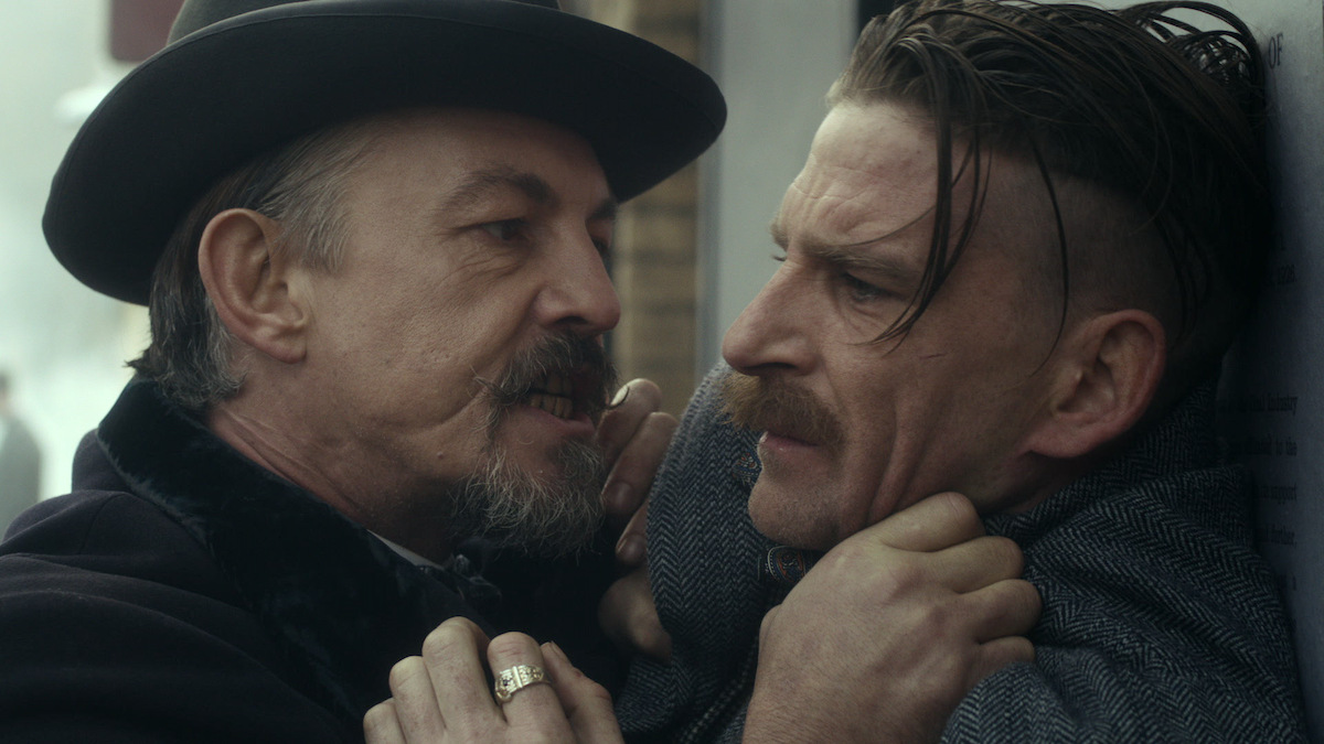Tommy Flanagan as Arthur Shelby Sr. and Paul Anderson as Arthur Shelby Jr. in 'Peaky Blinders'.