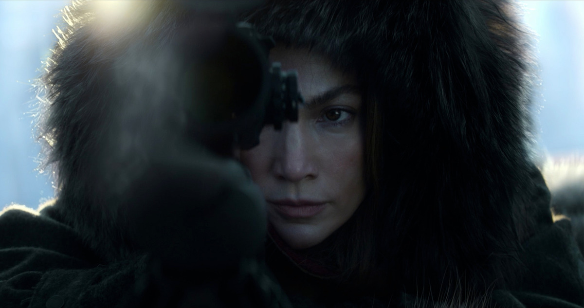 Jennifer Lopez aims a sniper rifle in a still from 'The Mother.'