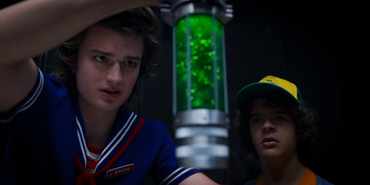 Joe Keery as Steve Harrington and Gaten Matarazzo as Dustin Henderson in 'Stranger Things' Season 3