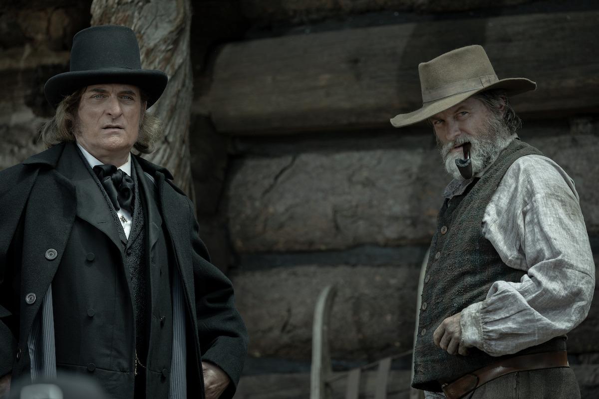 Shea Whigham as Jim Bridger and Kim Coates as Brigham Young in 'American Primeval'