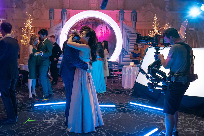 Noah Centineo as Peter and Lana Condor as Lara Jean dancing. 