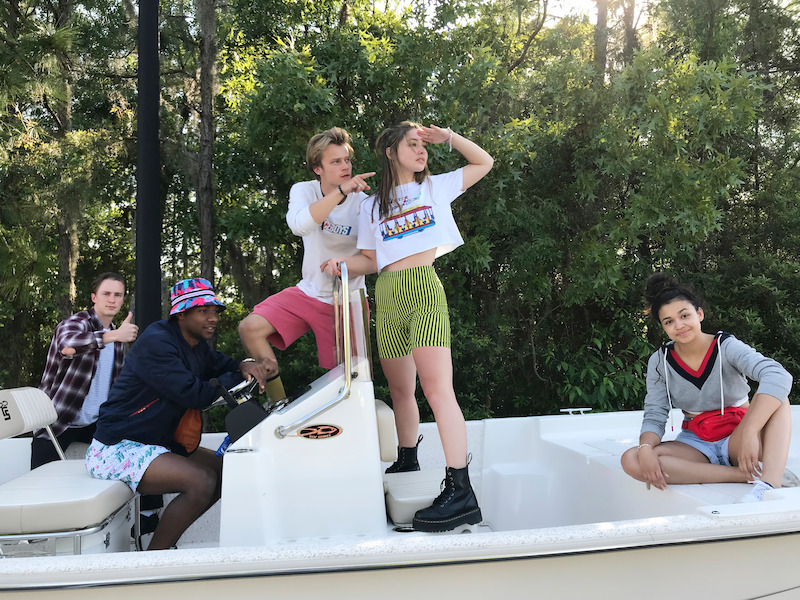 Drew Starkey, Jonathan Daviss, Rudy Pankow, Madelyn Cline and Madison Bailey in Outer Banks Season 1 Behind-the-Scenes Photo Gallery.
