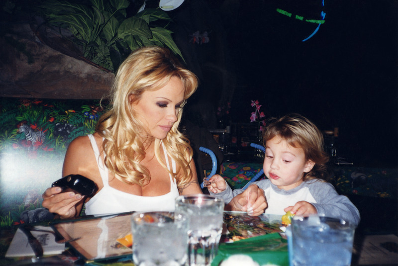 Pamela at dinner with her son.
