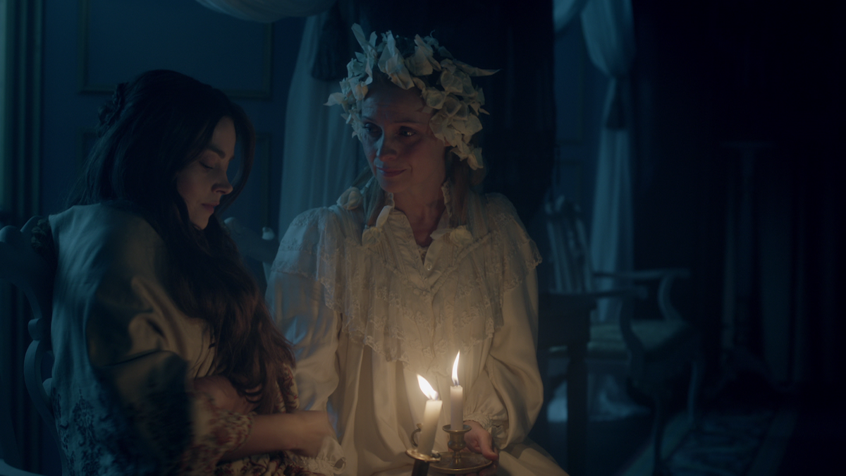 Jenna Coleman as Queen Victoria and Catherine Flemming as Victoria’s mother awaken in the middle of the night to urgent news in ‘Victoria.’