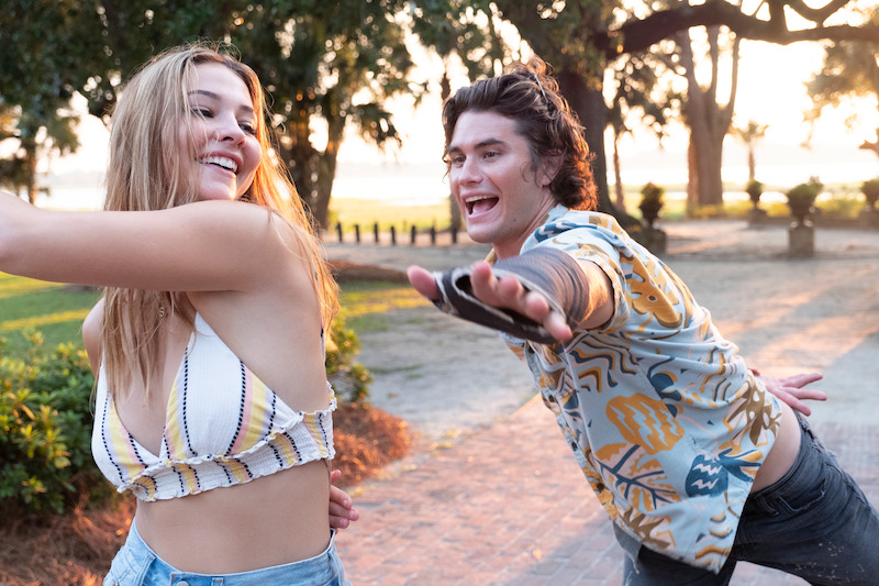 Madelyn Cline and Chase Stokes in Outer Banks Season 1 Behind-the-Scenes Photo Gallery.