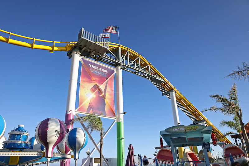 Fans attend Netflix global event for the celebration of One Piece at Santa Monica Pier in California. 
