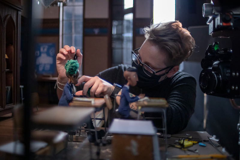 Kat and Raul in class.
