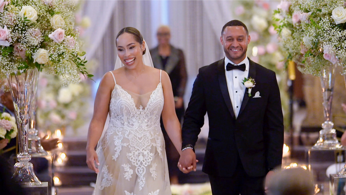 Camille and Thomas walk down the aisle hand in hand on ‘Married at First Sight.’