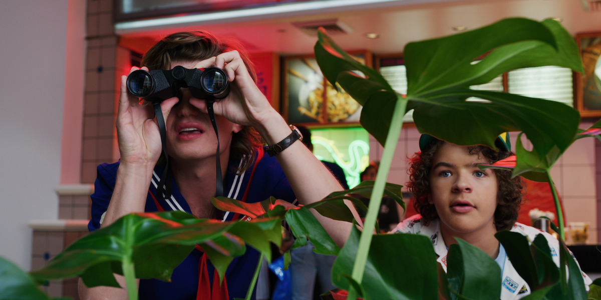 Joe Keery as Steve and Gaten Matarazzo as Dustin in ‘Stranger Things’ Season 3.