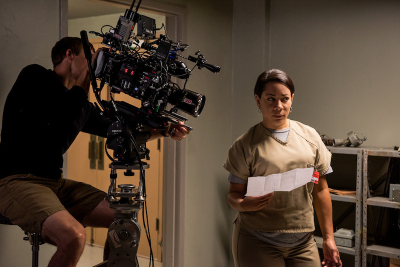 Selenis Leyva as Gloria on the set of Orange Is The New Black Season 5.