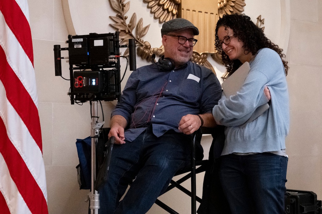 Director Alex Graves and Showrunner/Executive Producer Debora Cahn on set of The Diplomat Season 1.