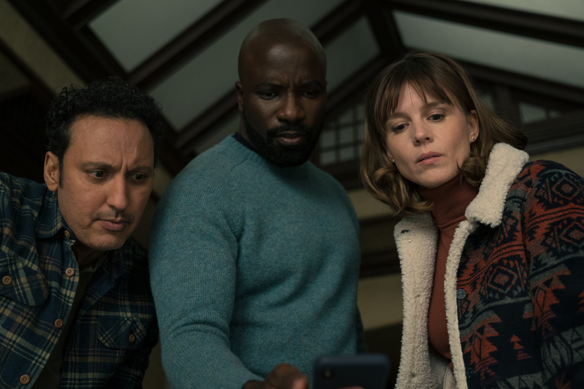 Aasif Mandvi as Ben Shakir, Mike Colter as David Acosta, and Katja Herbers as Kristen Bouchard in ‘Evil’ Season 3, Episode 4