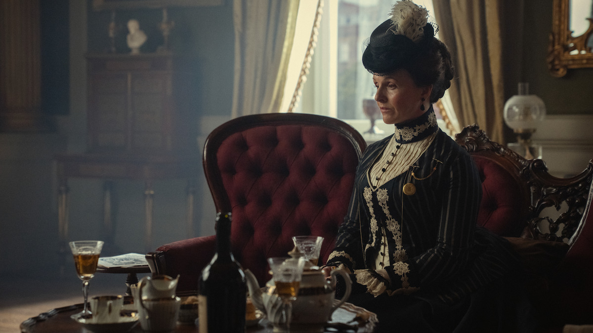 Dervla Kirwan as Aunt Agnes Guinness in ‘House of Guinness’ Season 1.