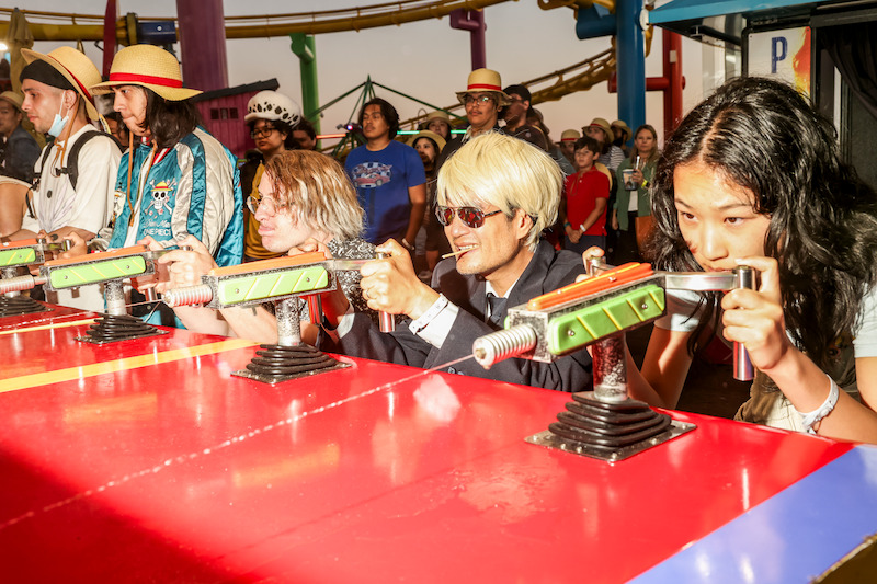 Fans attend Netflix global event for the celebration of One Piece at Santa Monica Pier in California. 