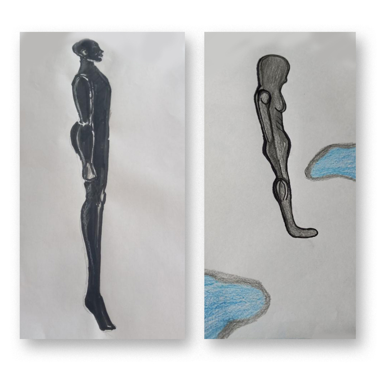 Sandy Styden and Stacey Ahern’s sketches of The Mothman.