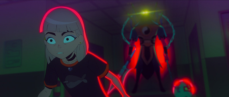 Ali Wong as Jentry runs from a monster in 'Jentry Chau vs. the Underworld'