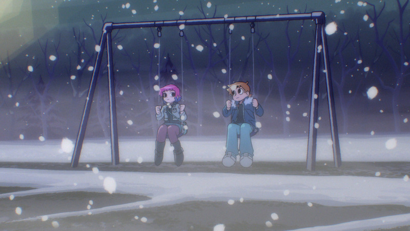 (L to R) Mary Elizabeth Winstead as Ramona Flowers and Michael Cera as Scott Pilgrim in Scott Pilgrim Takes Off. 