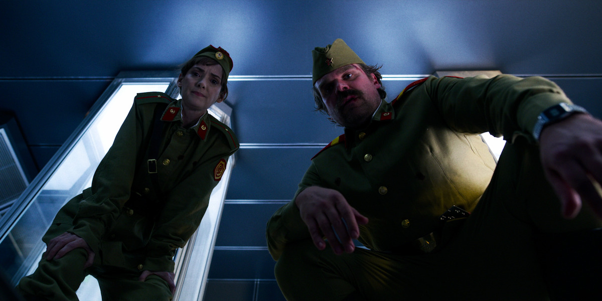 Winona Ryder as Joyce and David Harbour as Hopper in ‘Stranger Things’ Season 3.