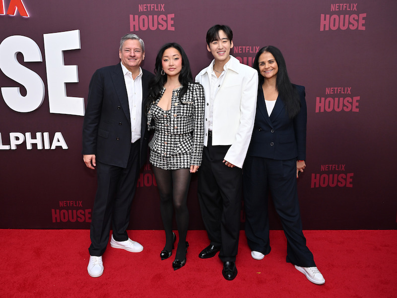  Ted Sarandos, Lana Condor, Kevin Woo, and Bela Bajaria