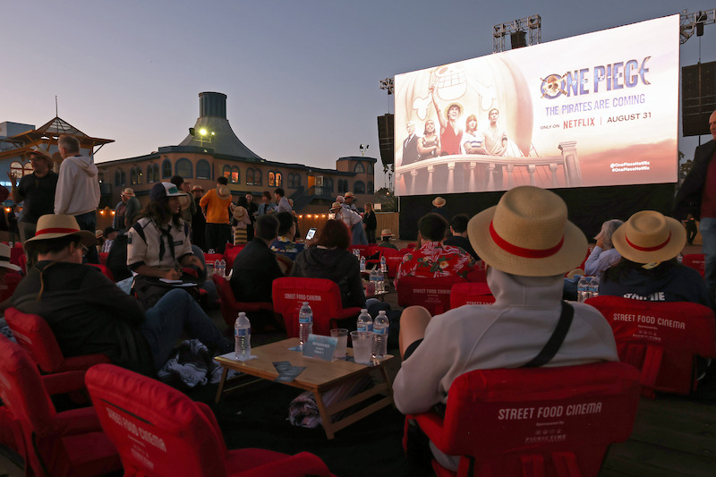 Fans attend Netflix global event for the celebration of One Piece at Santa Monica Pier in California. 