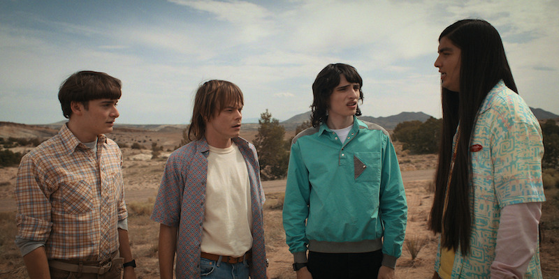 From left: Schnapp as Will, Heaton as Jonathan, Wolfhard as Mike and Eduardo Franco as Argyle in Stranger Things Season 4, Volume 2. - See Over 100 Photos From ‘Stranger Things’ Season 4 Volume 2