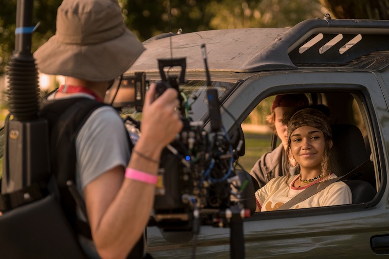 Rudy Pankow as JJ and Madison Bailey as Kiara in Outer Banks Season 2 Behind-the-Scenes Photo Gallery