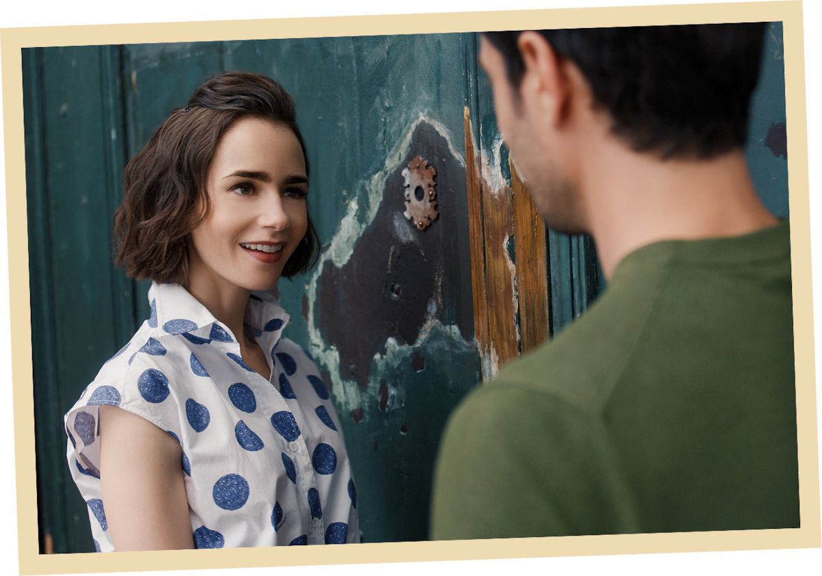 Lily Collins as Emily and Eugenio Franceschini as Marcello in ‘Emily In Paris’ Season 5.