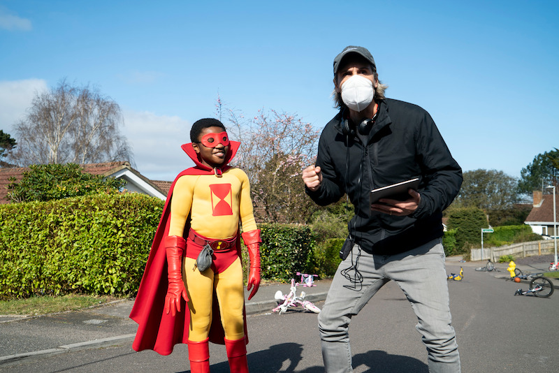 Young Jed (Eddie Karanja) in his Sandman costume as part of a dream sequence.