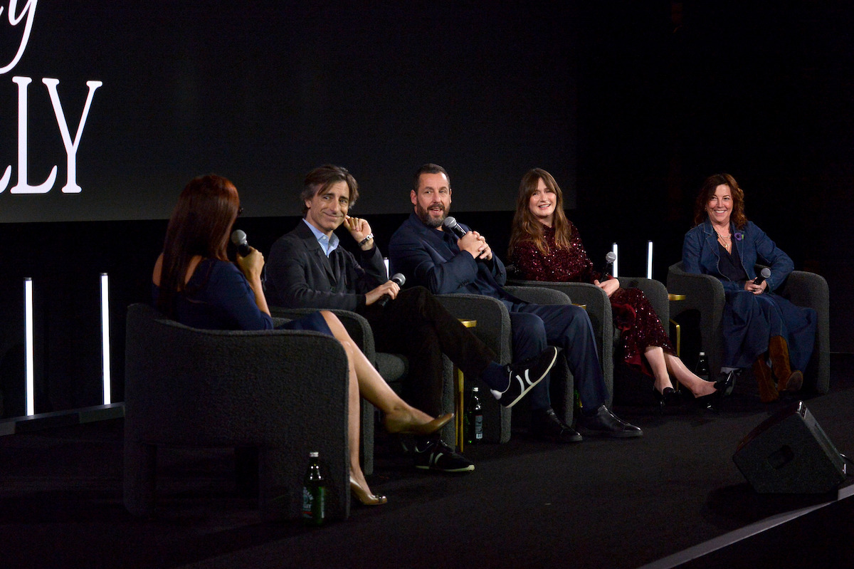 Noah Baumbach, Adam Sandler, Emily Mortimer and Nina Gold on a panel about Jay Kelly