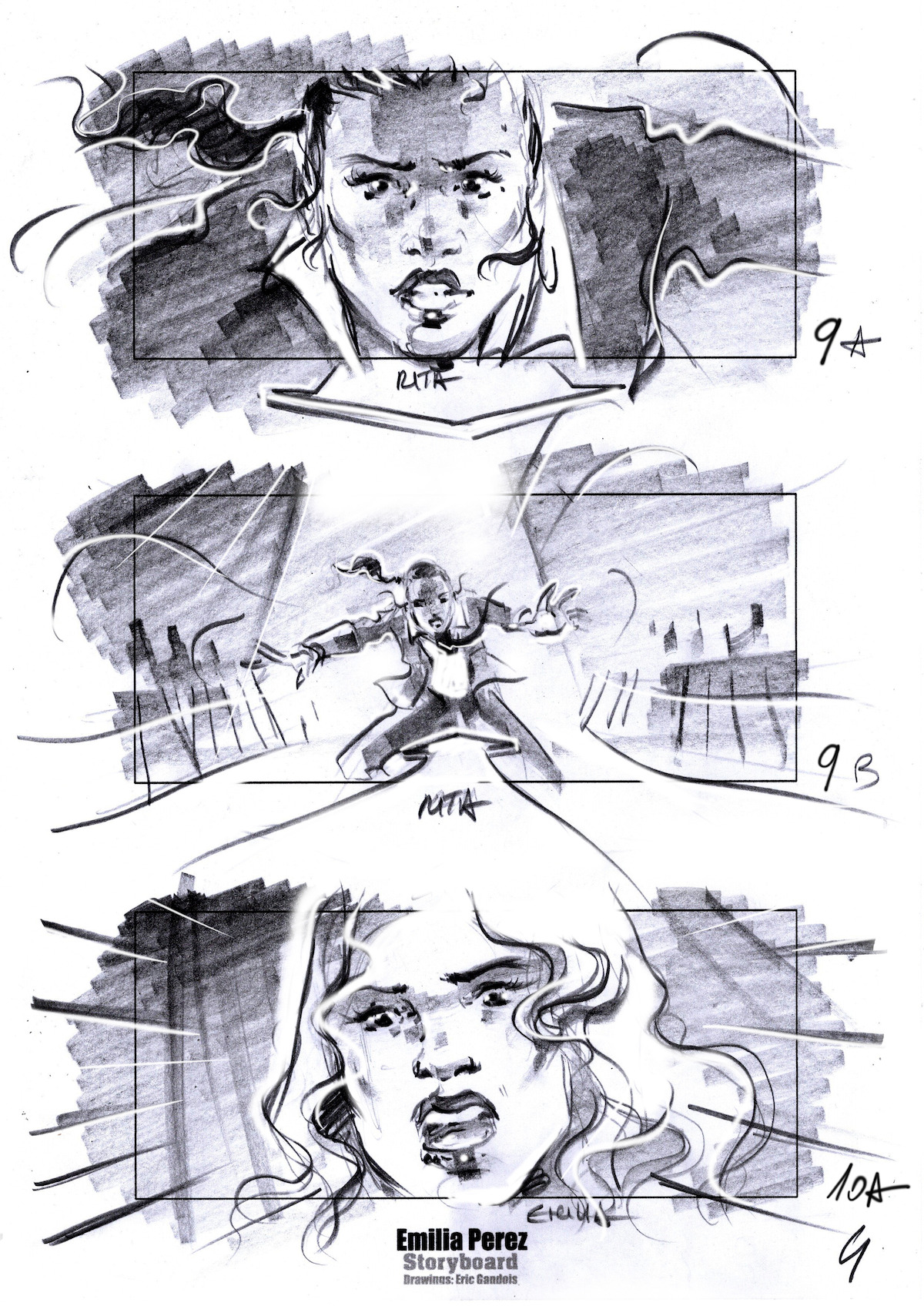A storyboard from ‘Emilia Pérez.’