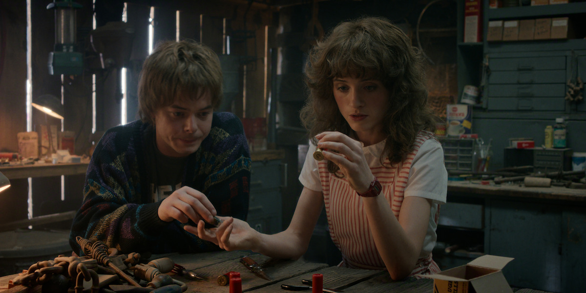 Charlie Heaton as Jonathan Byers and Natalia Dyer as Nancy Wheeler in ‘Stranger Things’ Season 5